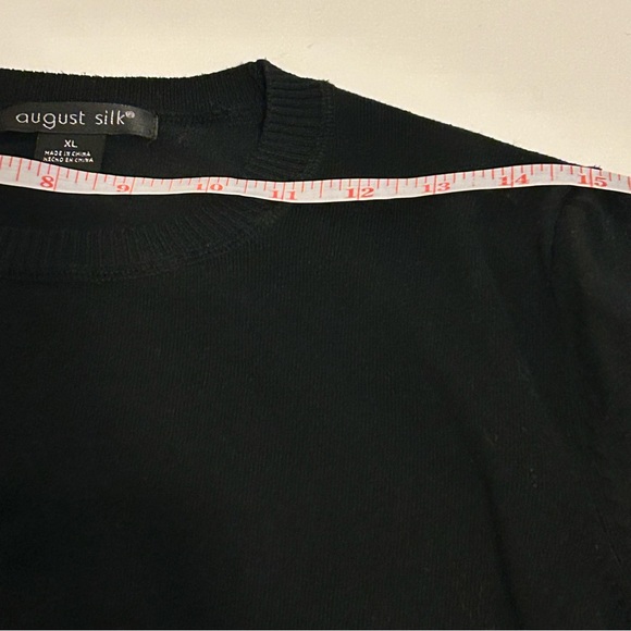 August Silk black silk blend crew neck sweater size XL fall winter classic soft - Picture 5 of 9